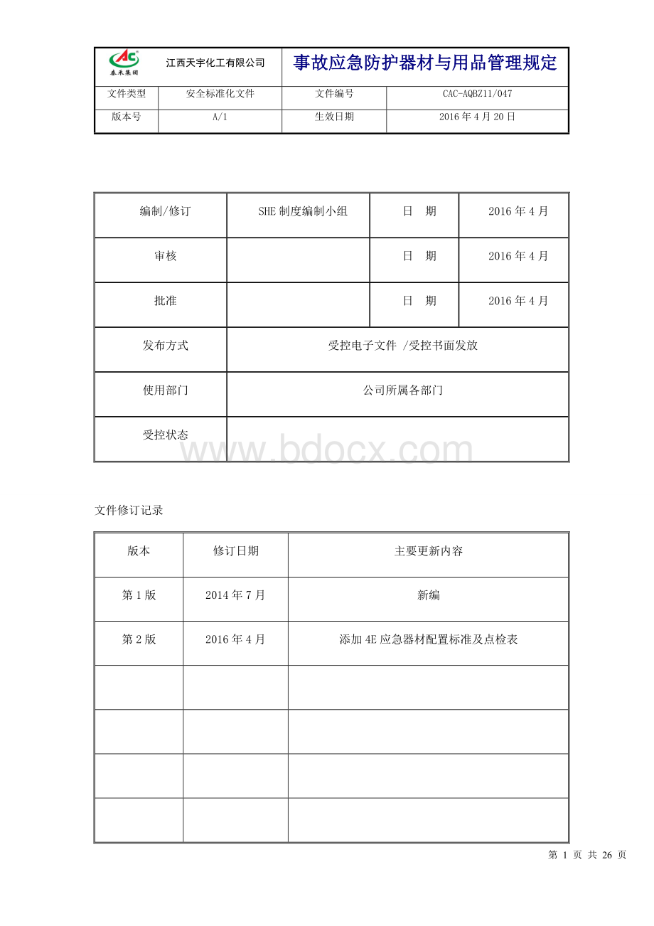 047-事故应急防护器材与用品管理规定Word下载.docx