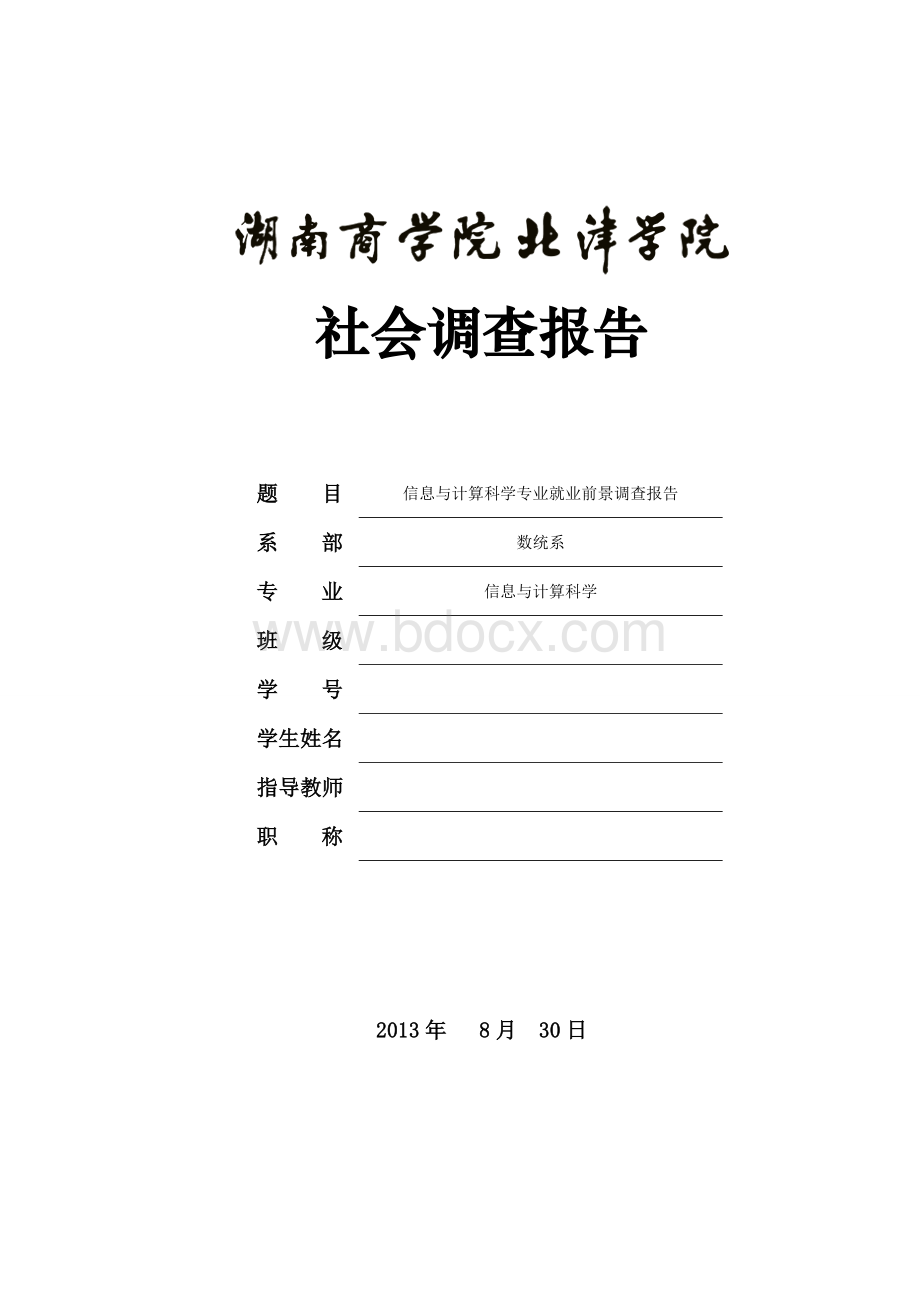 信息与计算科学专业就业前景调查报告文档格式.doc