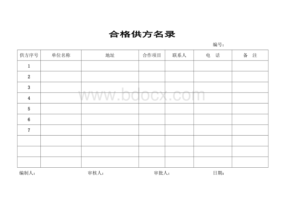 合格供方名录表Word文档格式.doc