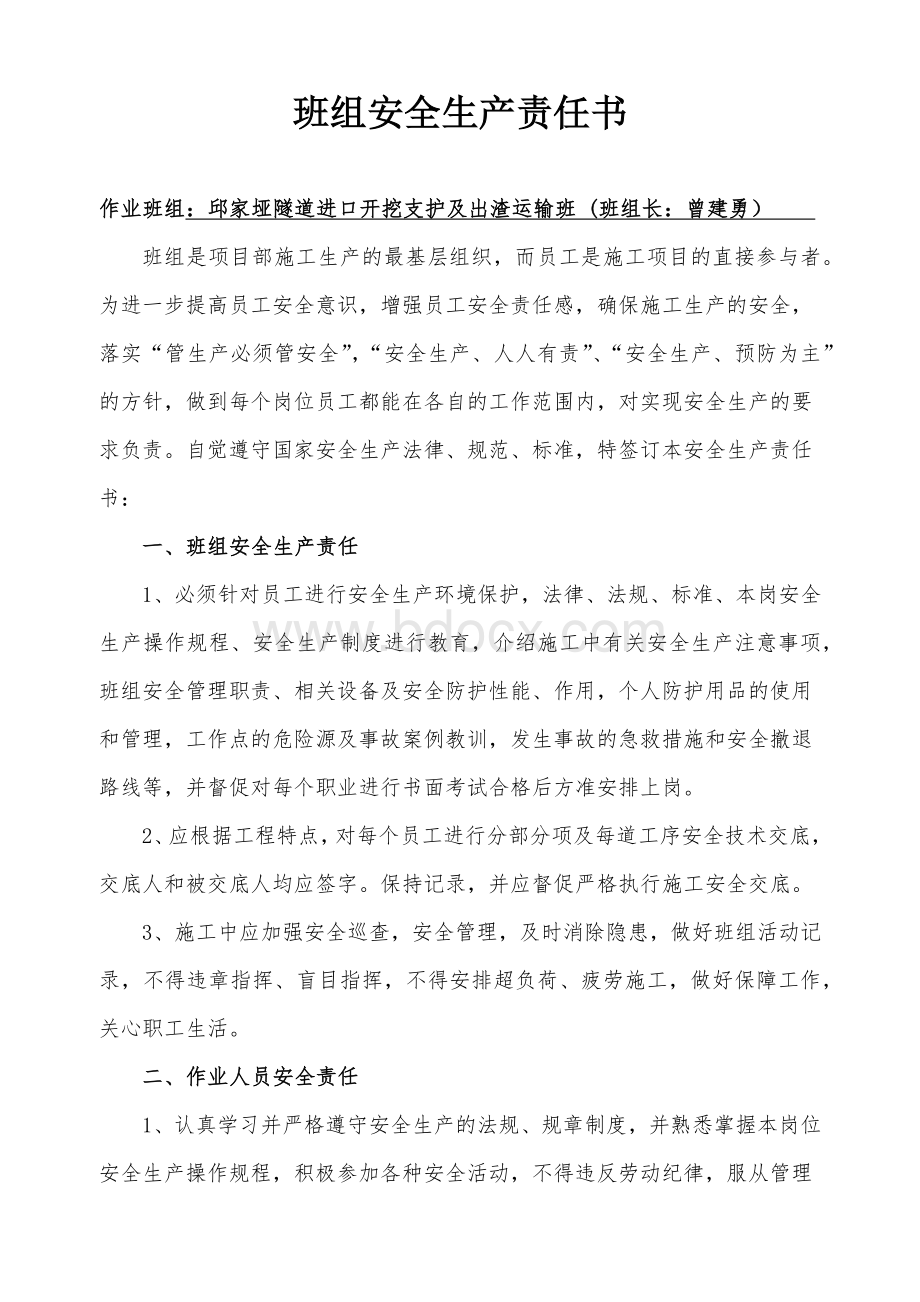 安全生产责任书(班组与作业人员).docx_第1页