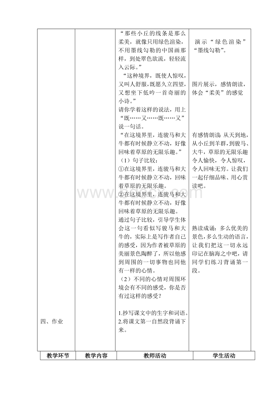 人教版五年级语文下册第一单元电子表格教案Word下载.doc_第3页