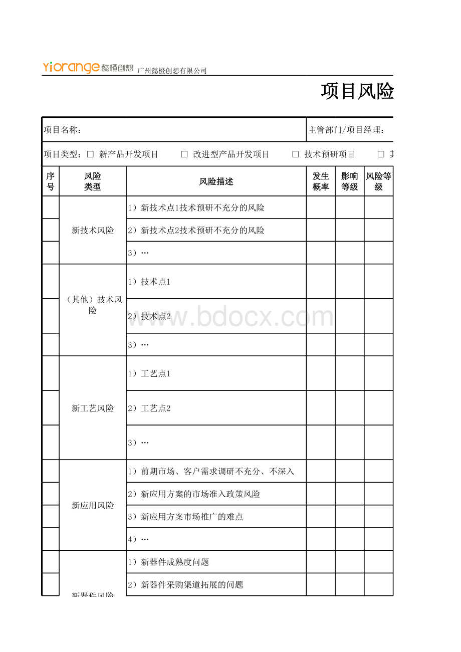 项目风险管理表表格文件下载.xls_第1页