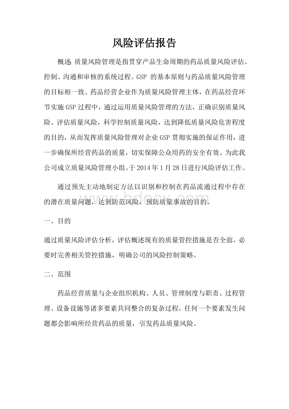 文档风险评估报告Word文档格式.docx_第1页