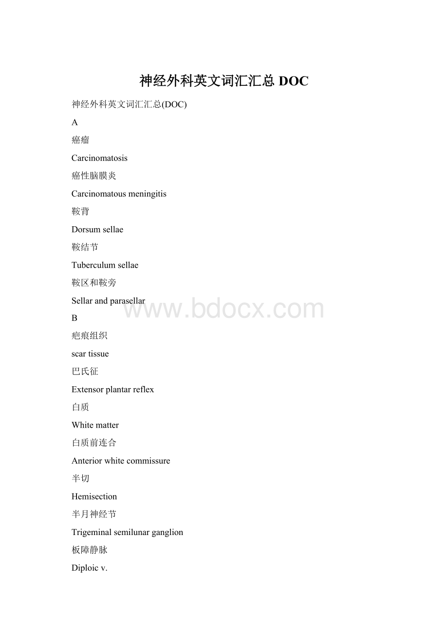 神经外科英文词汇汇总DOC文档格式.docx