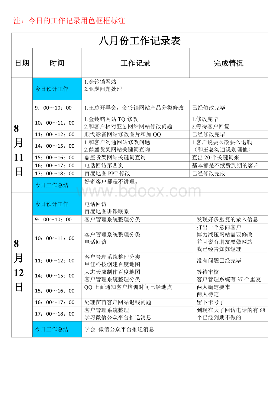 每日工作记录表.doc_第1页