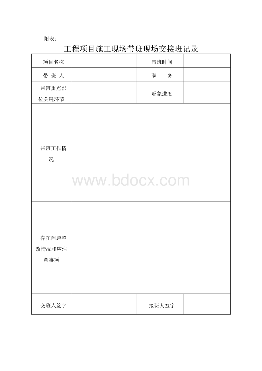 项目部领导带班制度及表格Word文档格式.doc_第3页