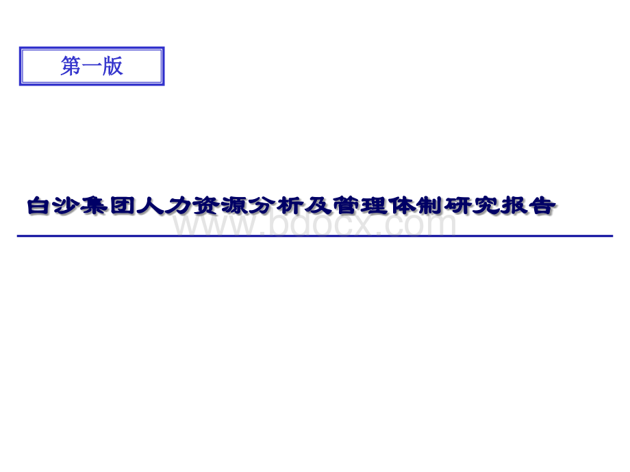 白沙集团人力资源分析及管理体制研究报告.ppt