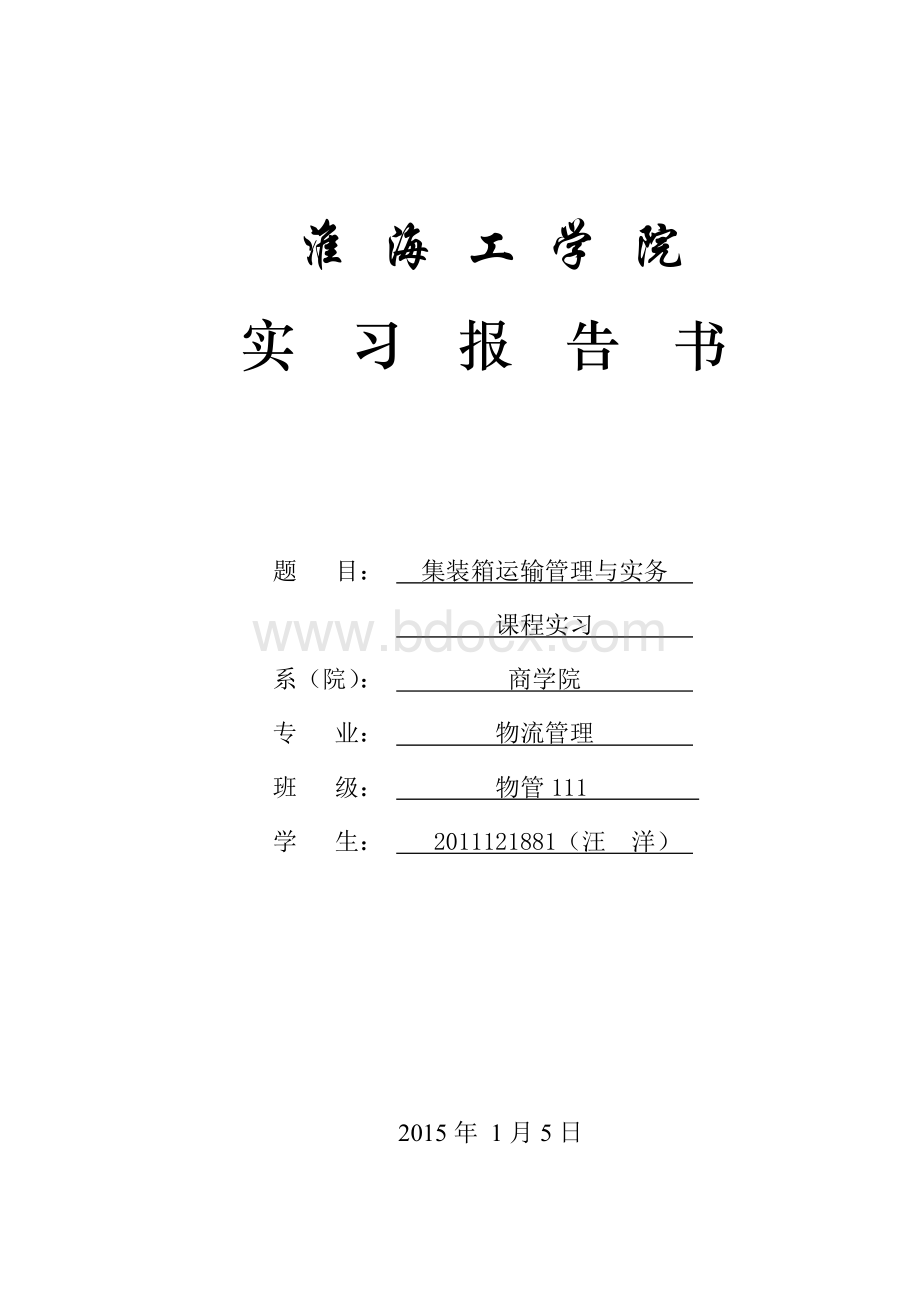 集装箱运输管理与实务课程实习报告Word下载.doc