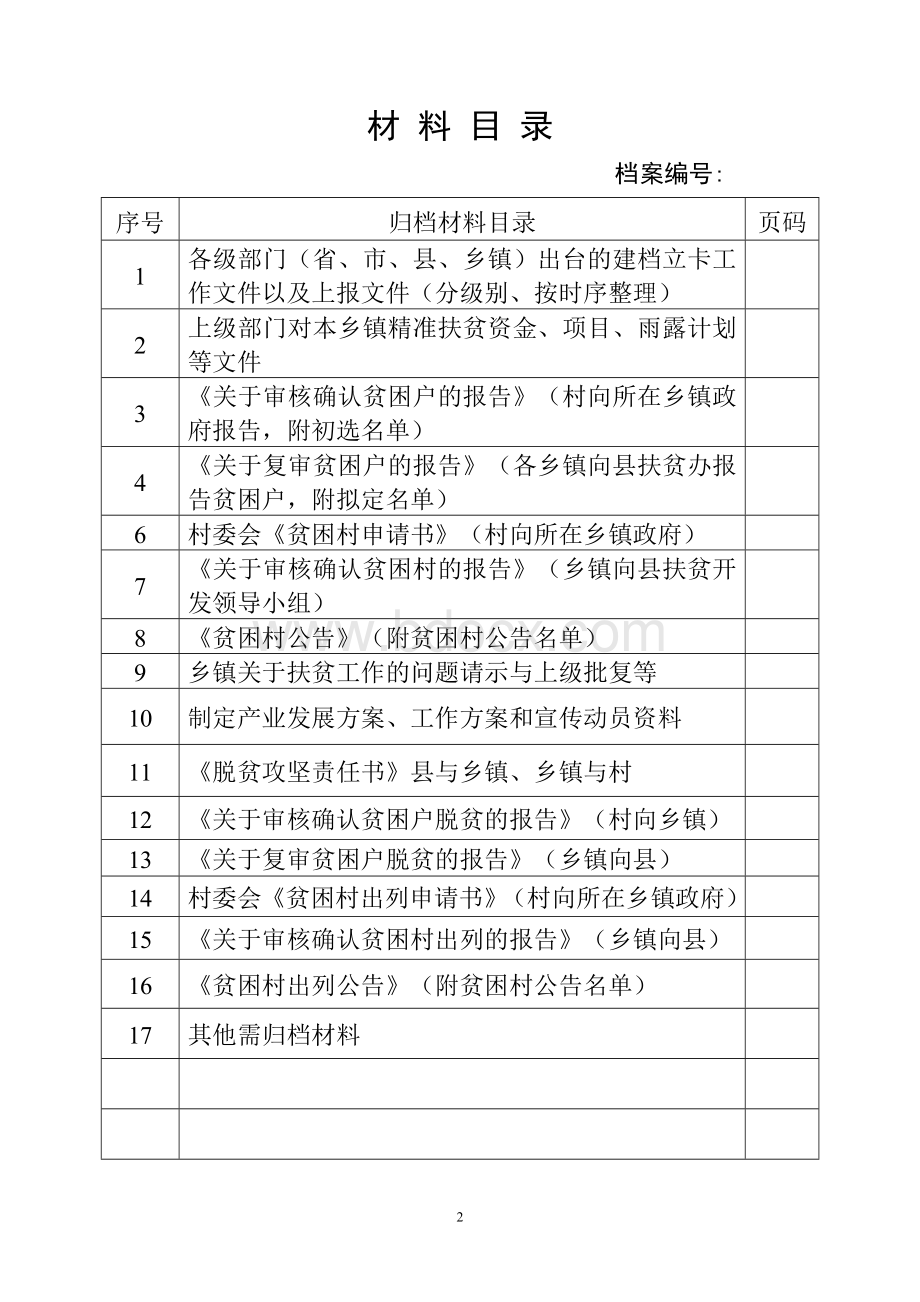 精准扶贫镇级资料整理目录模板.doc_第2页