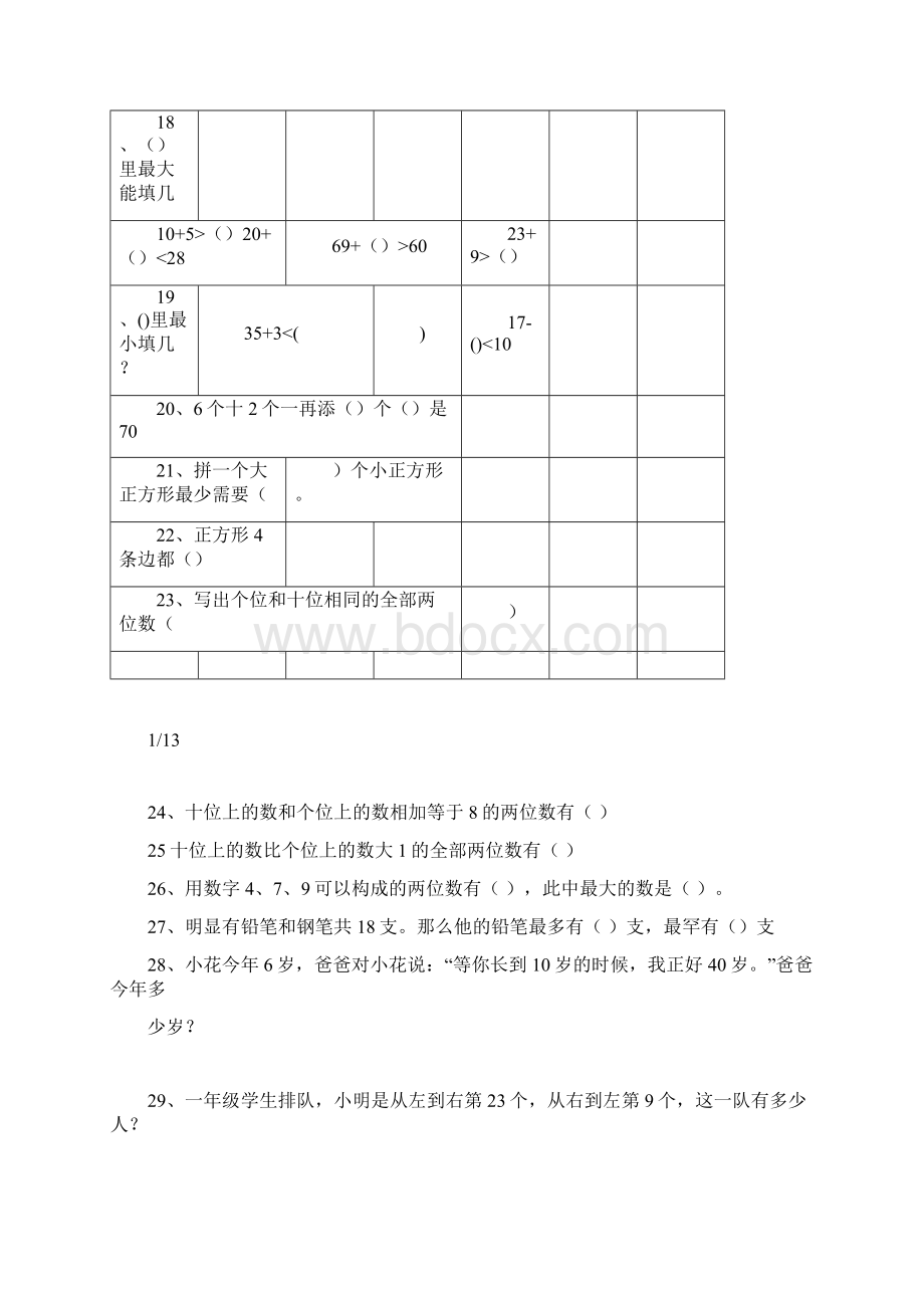 一年级教学数学下学期100道易错题.docx_第3页