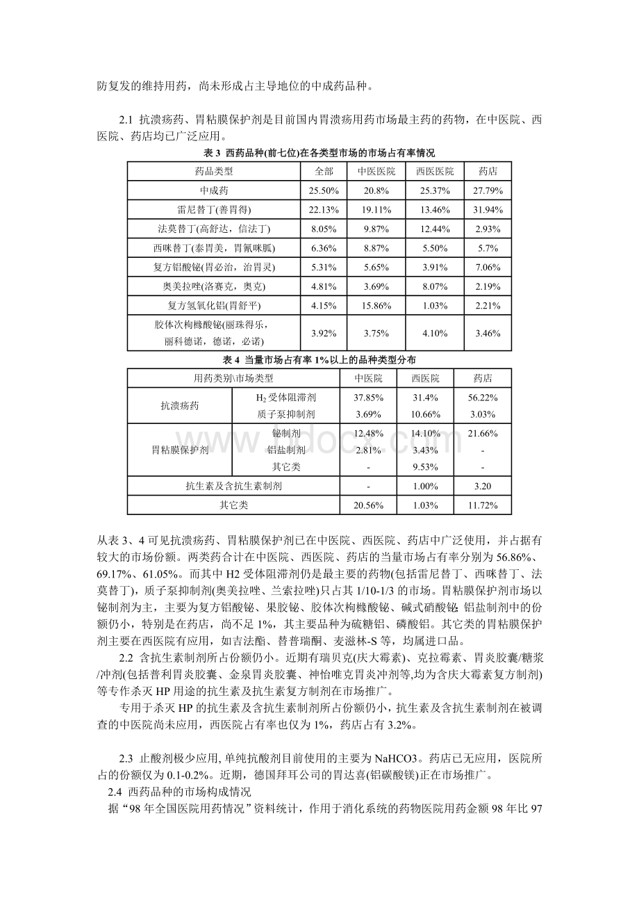 胃溃疡的治疗药物的市场前景分析与预测.doc_第3页