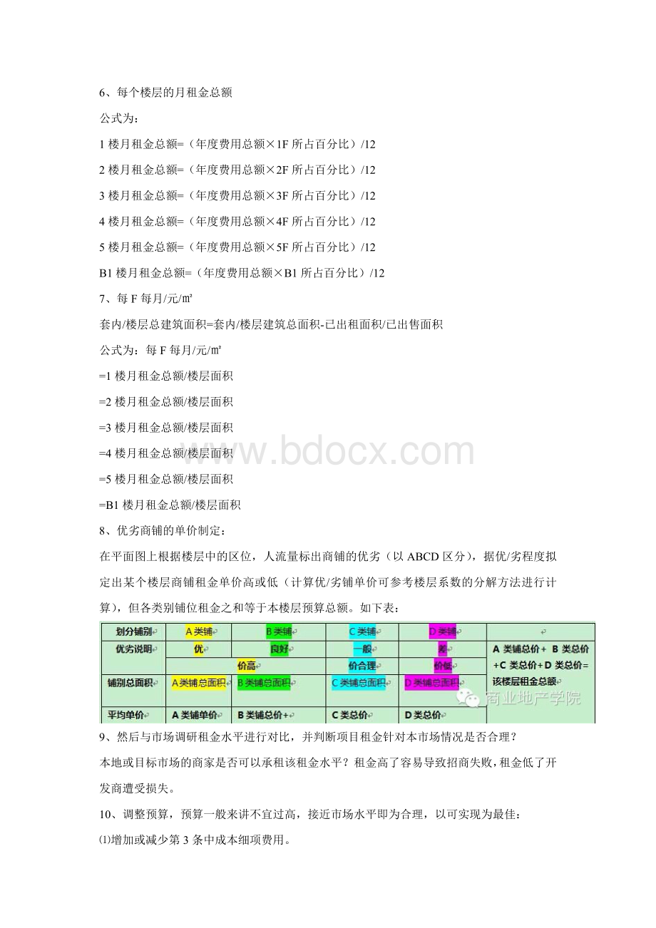 购物中心预算及楼层租金分解说明Word文档下载推荐.doc_第3页