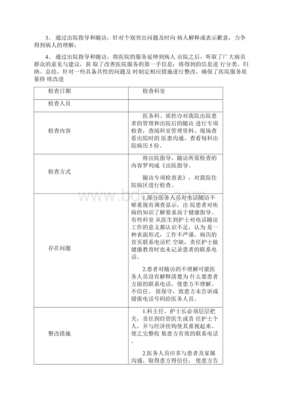 出院患者随访预约管理督导检查记录Word文件下载.docx_第3页