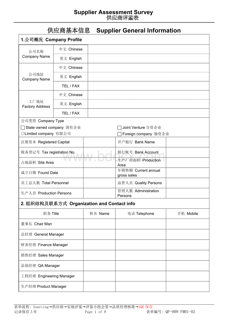 空白供应商评鉴表Word格式.doc_第1页