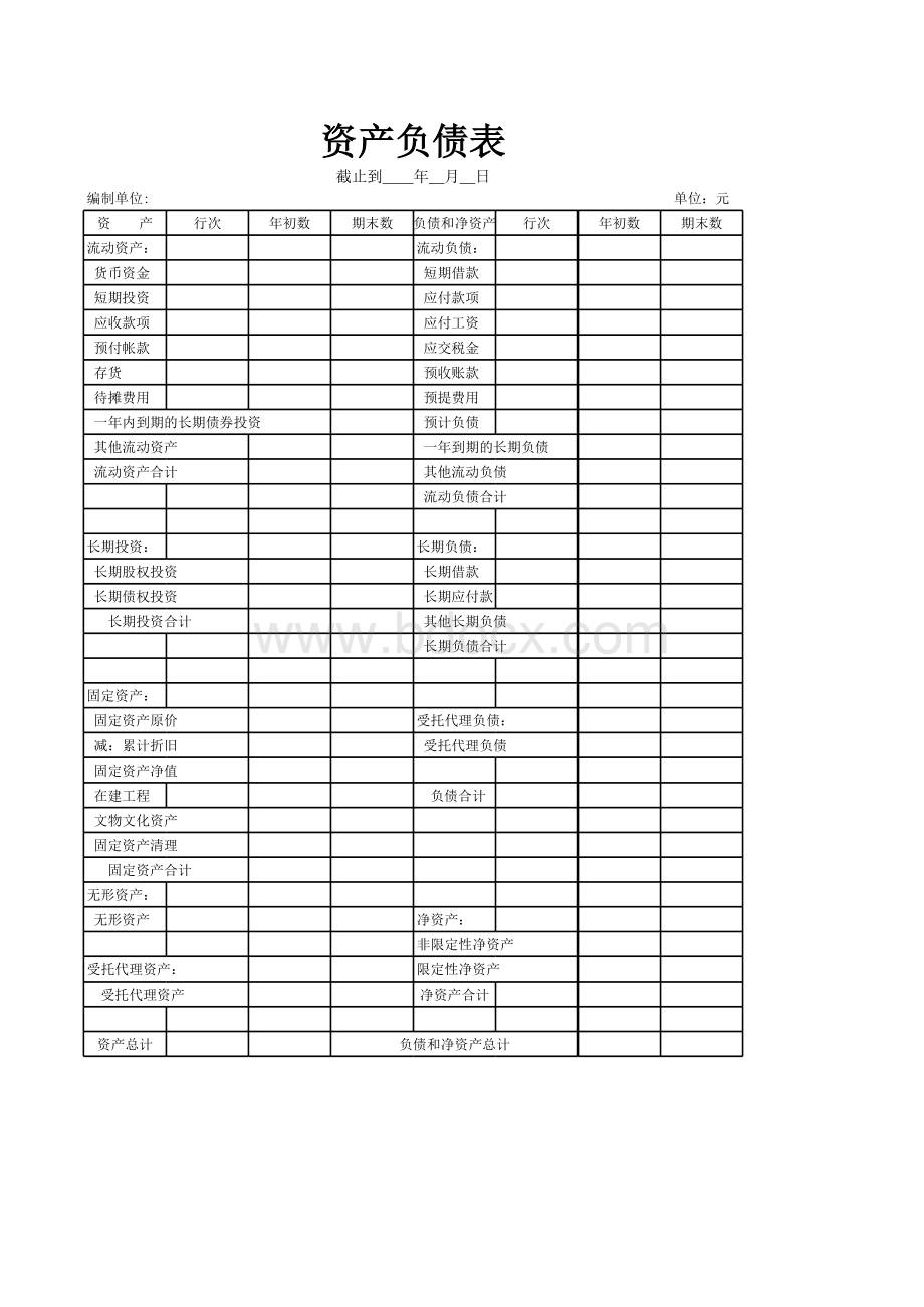 民间非营利组织资产负债表、业务活动表.xls