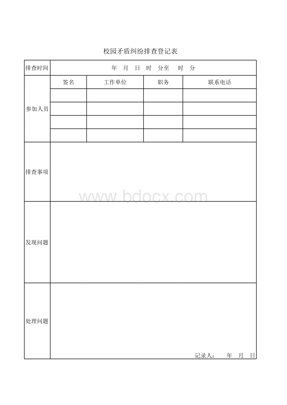 校园矛盾纠纷排查表.xls_第1页