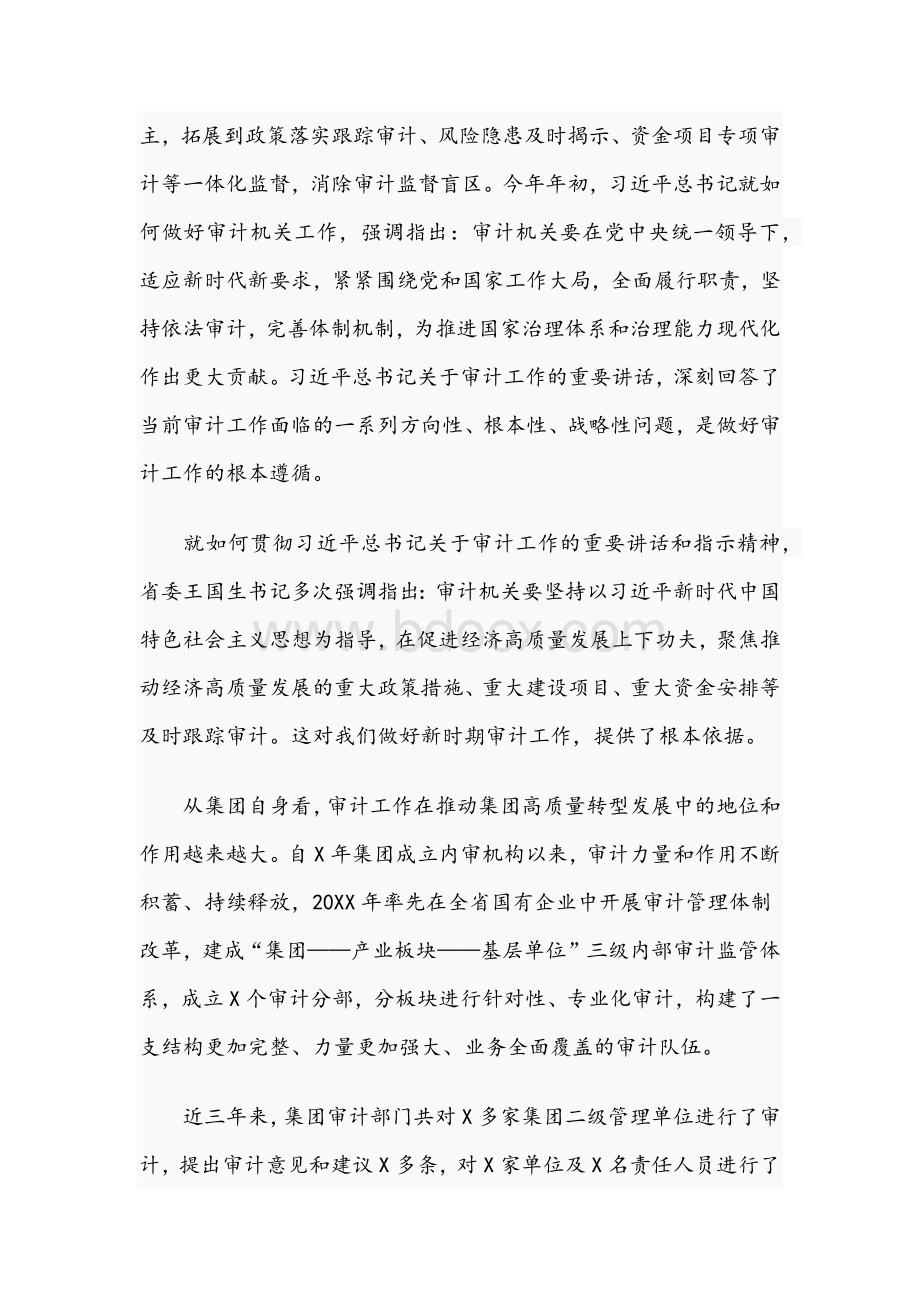 领导在2021年集团审计业务培训班上的讲话文稿Word格式.docx_第2页