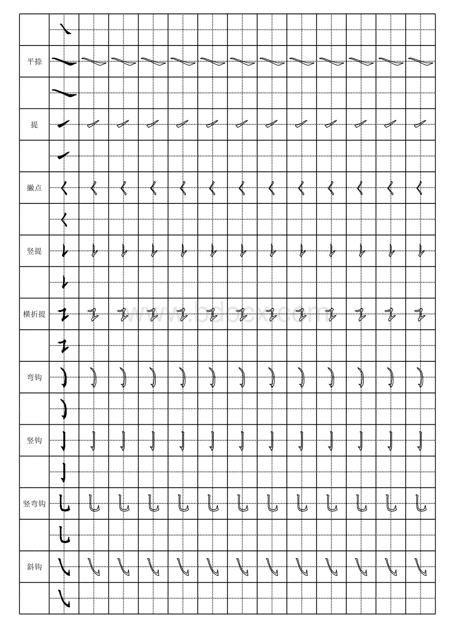 田字格笔画笔顺表表格文件下载.xls_第2页