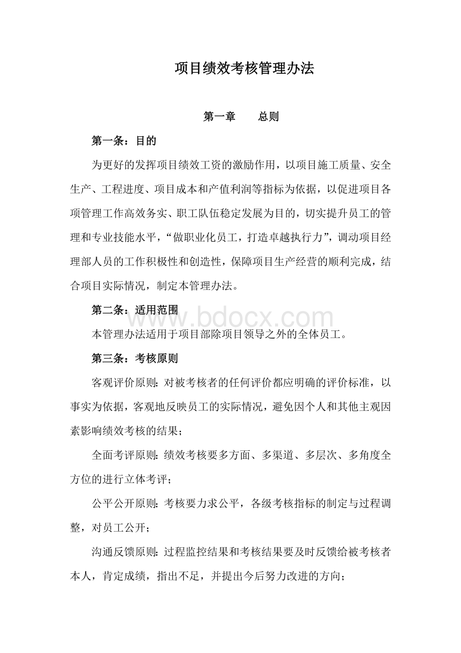 项目管理绩效考核管理办法.doc_第1页