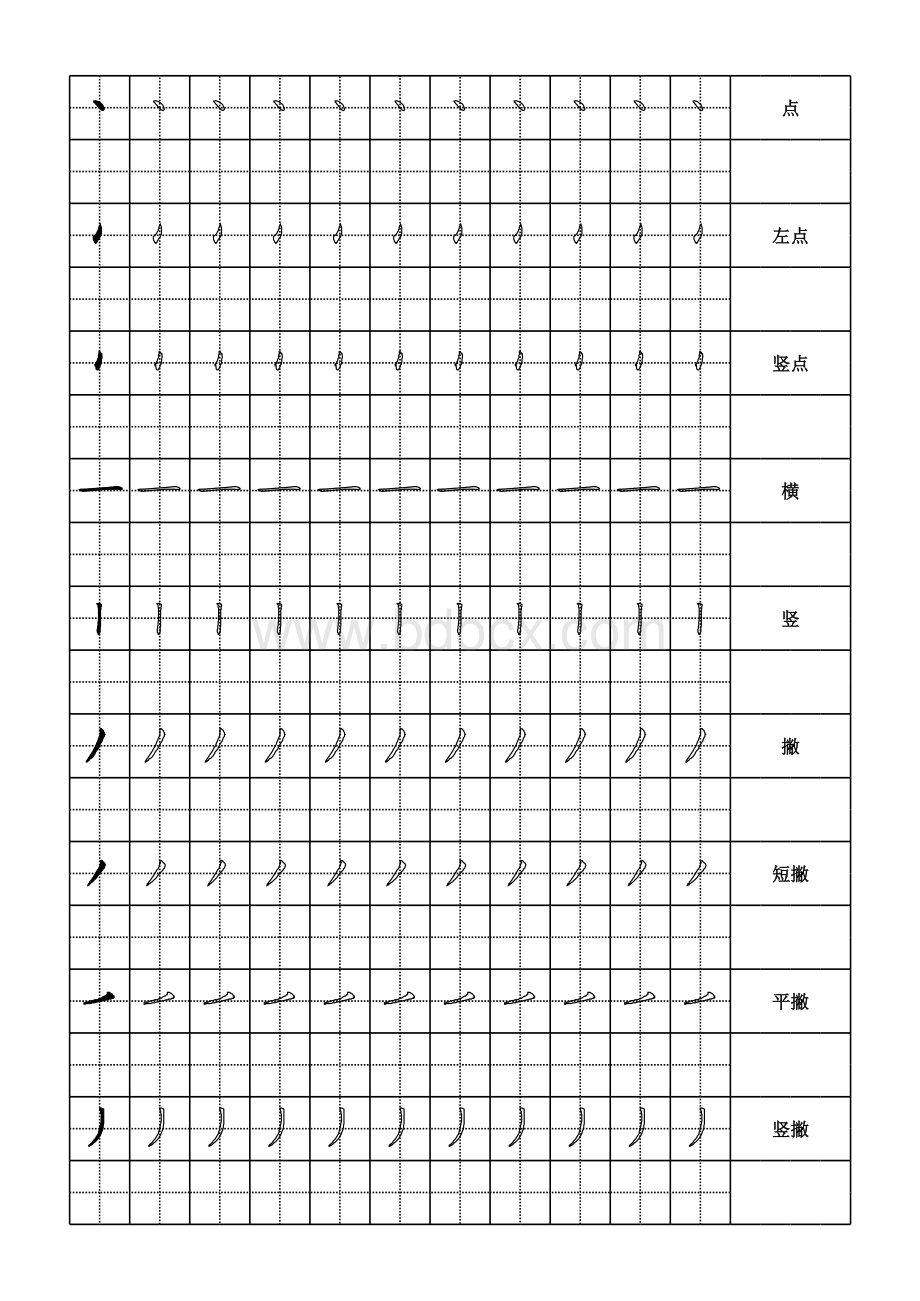 幼儿汉字笔画描红-田字格(空心).xls