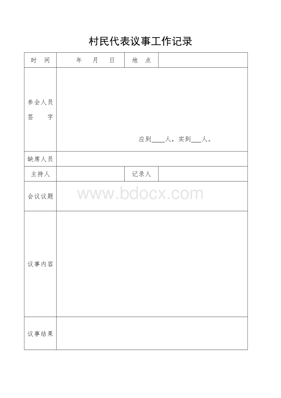 村民代表大会记录表.doc