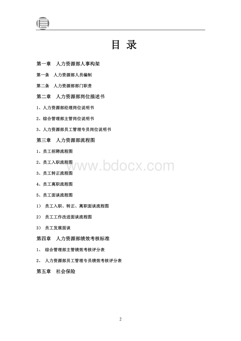 综合管理制度--人力资源部标准化体系.doc_第2页