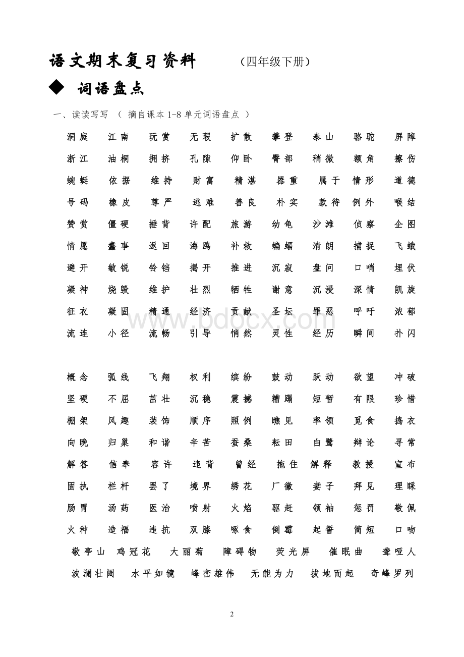 人教版四年级下册语文总复习资料完美版Word文档格式.doc_第2页