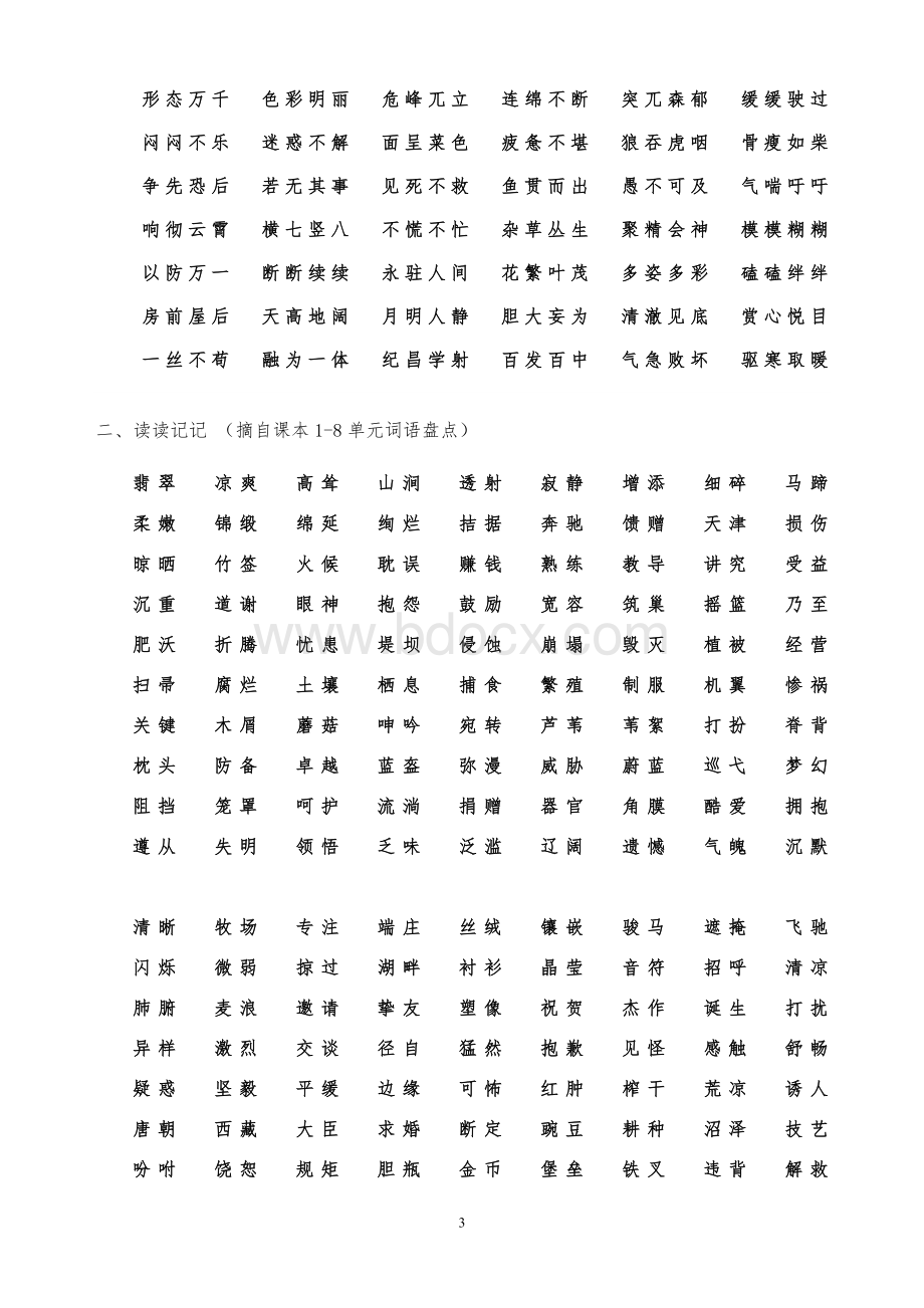 人教版四年级下册语文总复习资料完美版Word文档格式.doc_第3页