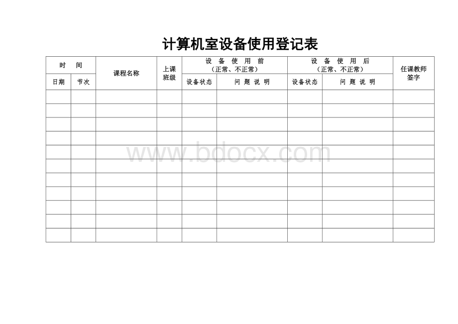 计算机室使用登记表文档格式.doc_第2页