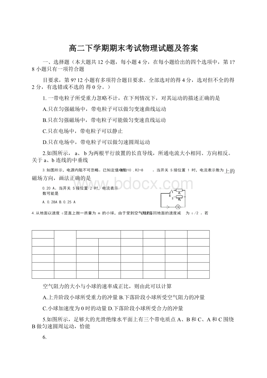 高二下学期期末考试物理试题及答案.docx