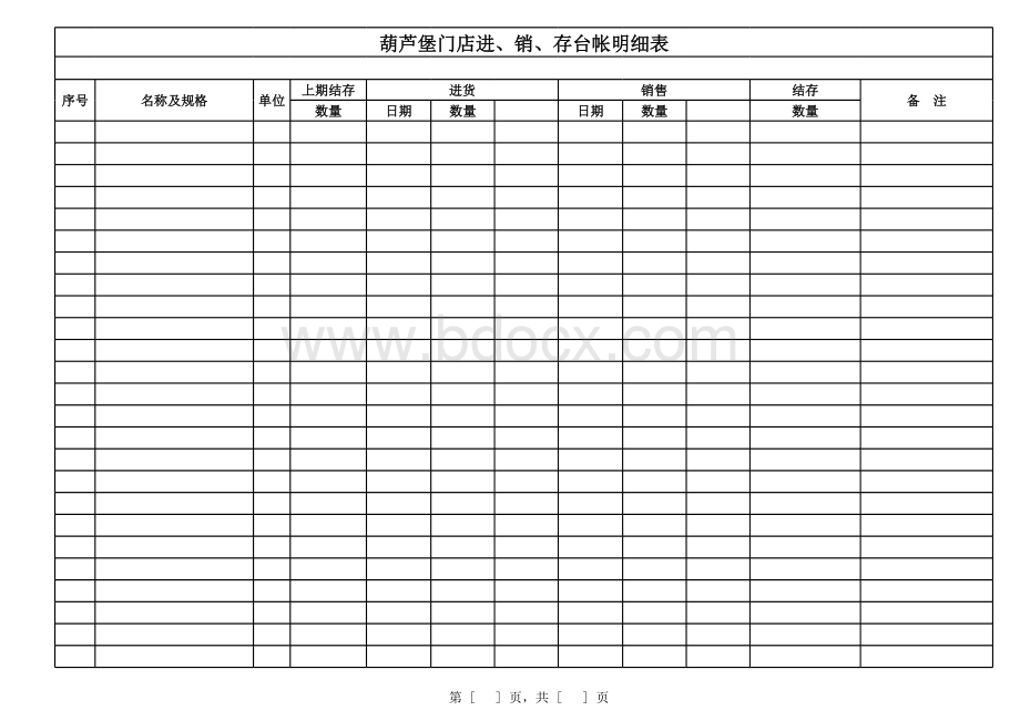 门店进销存台帐明细表.xls_第1页