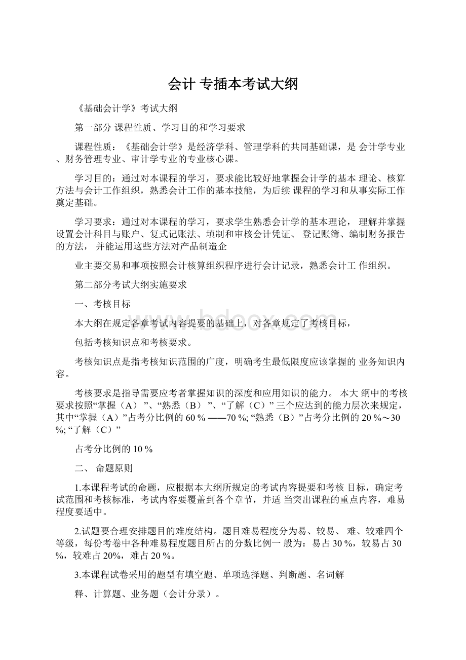 会计 专插本考试大纲Word文件下载.docx_第1页