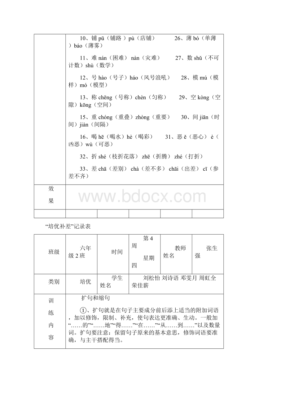 最新小学六年级语文培优补差活动记录Word格式.docx_第3页