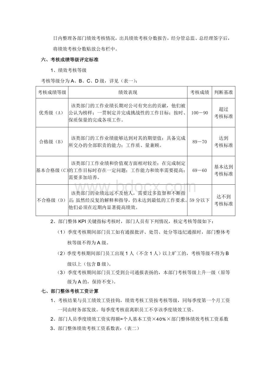 部门整体KPI绩效考核方案Word格式文档下载.doc_第3页