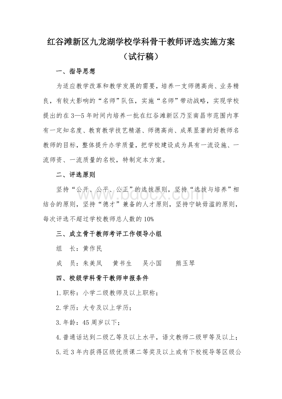 骨干教师评选实施方案.doc