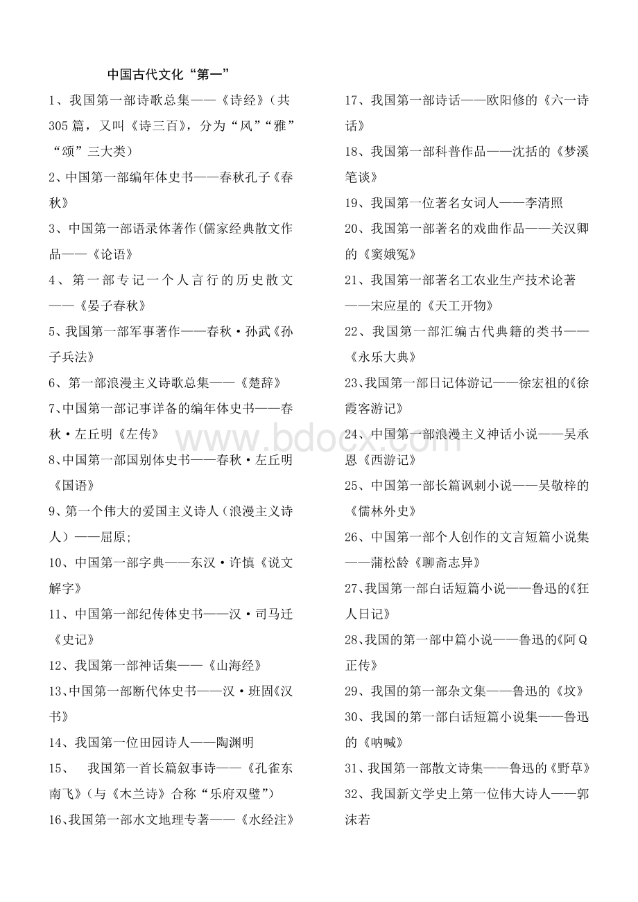 中国古代文化“第一”Word格式.doc