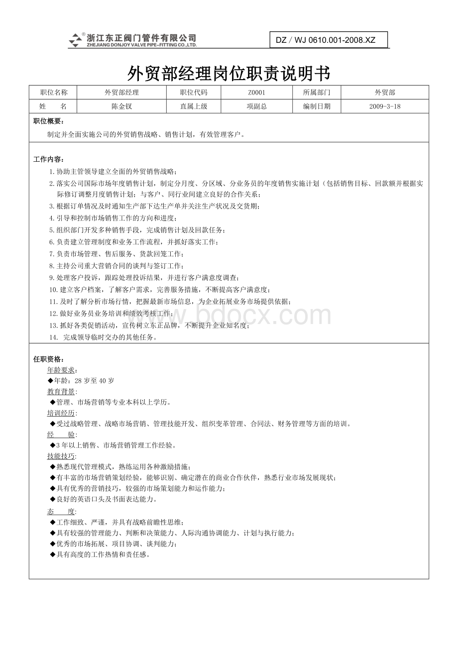 最全公司各部门岗位职责说明书Word格式文档下载.doc