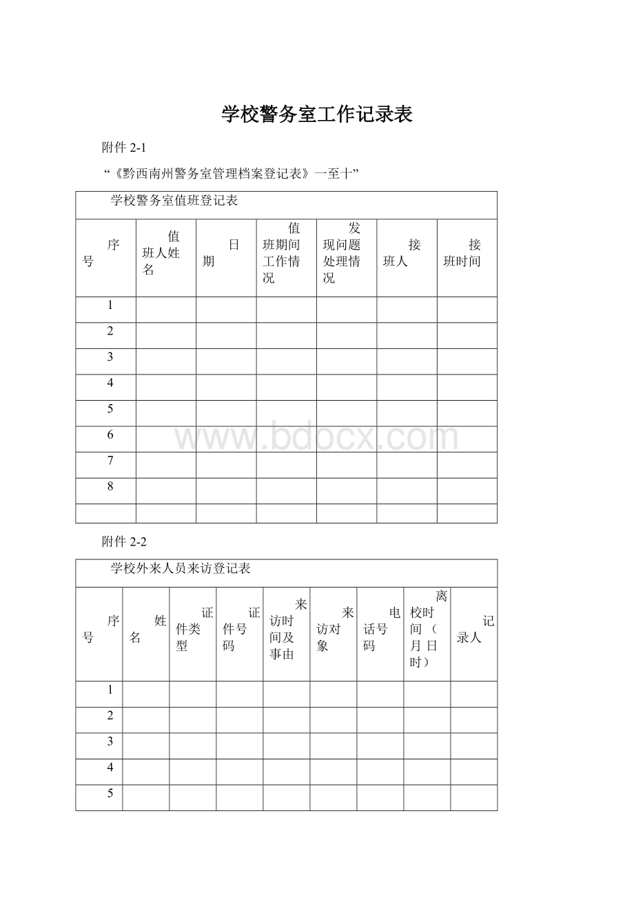 学校警务室工作记录表.docx