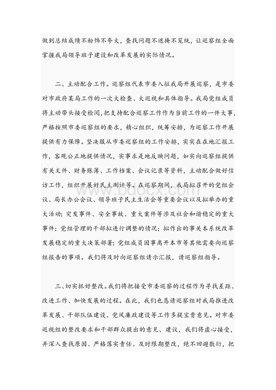 2021年领导在接受市委巡察工作动员会上的表态发言文稿.docx_第2页