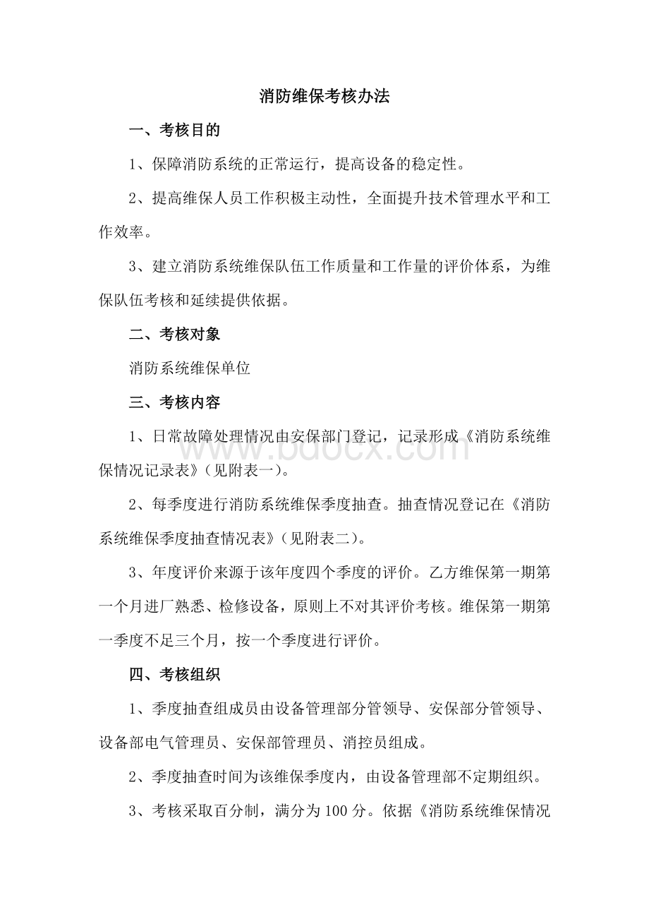 消防维保考核办法.docx_第1页