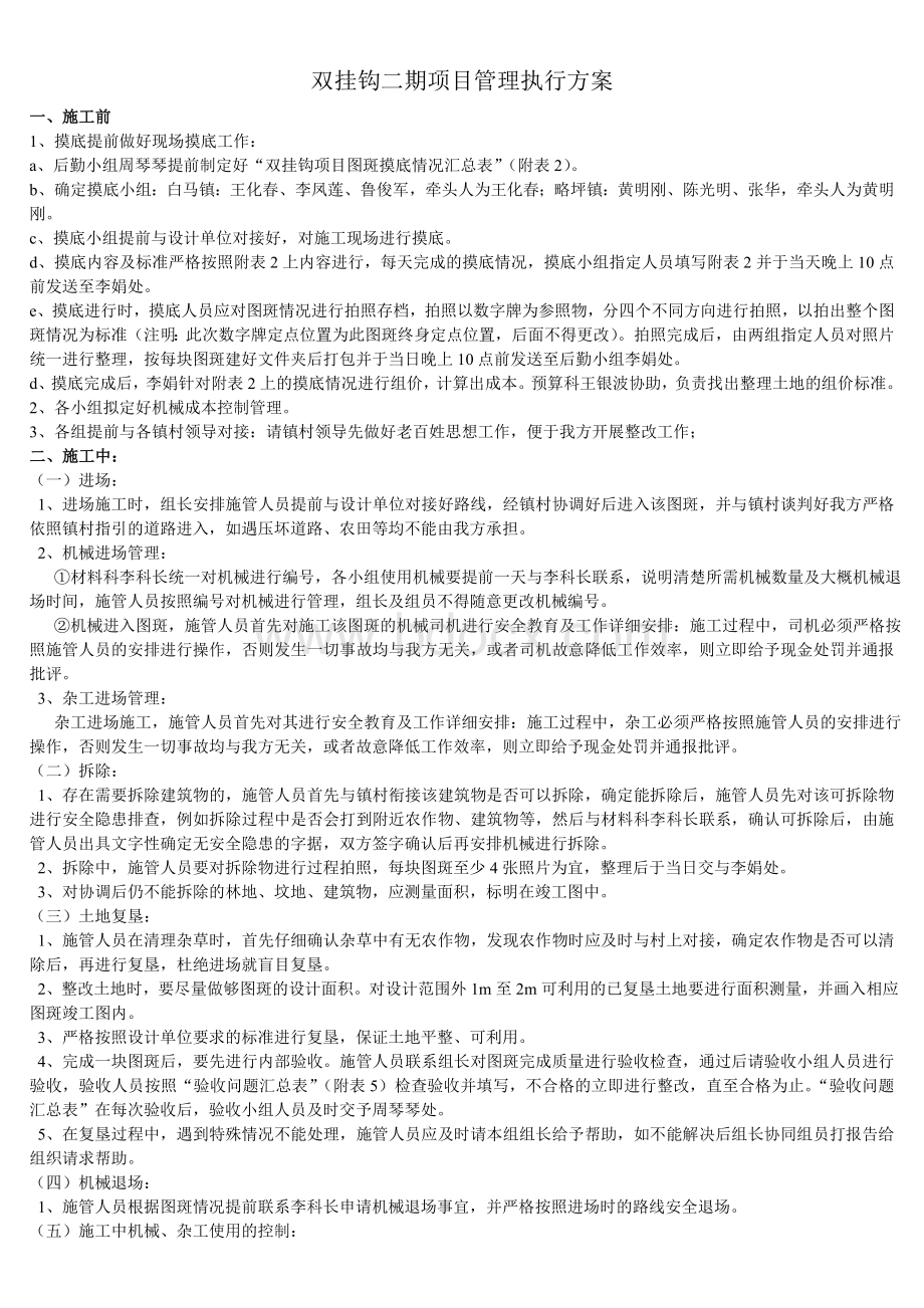 双挂钩二期项目管理执行方案1文档格式.doc