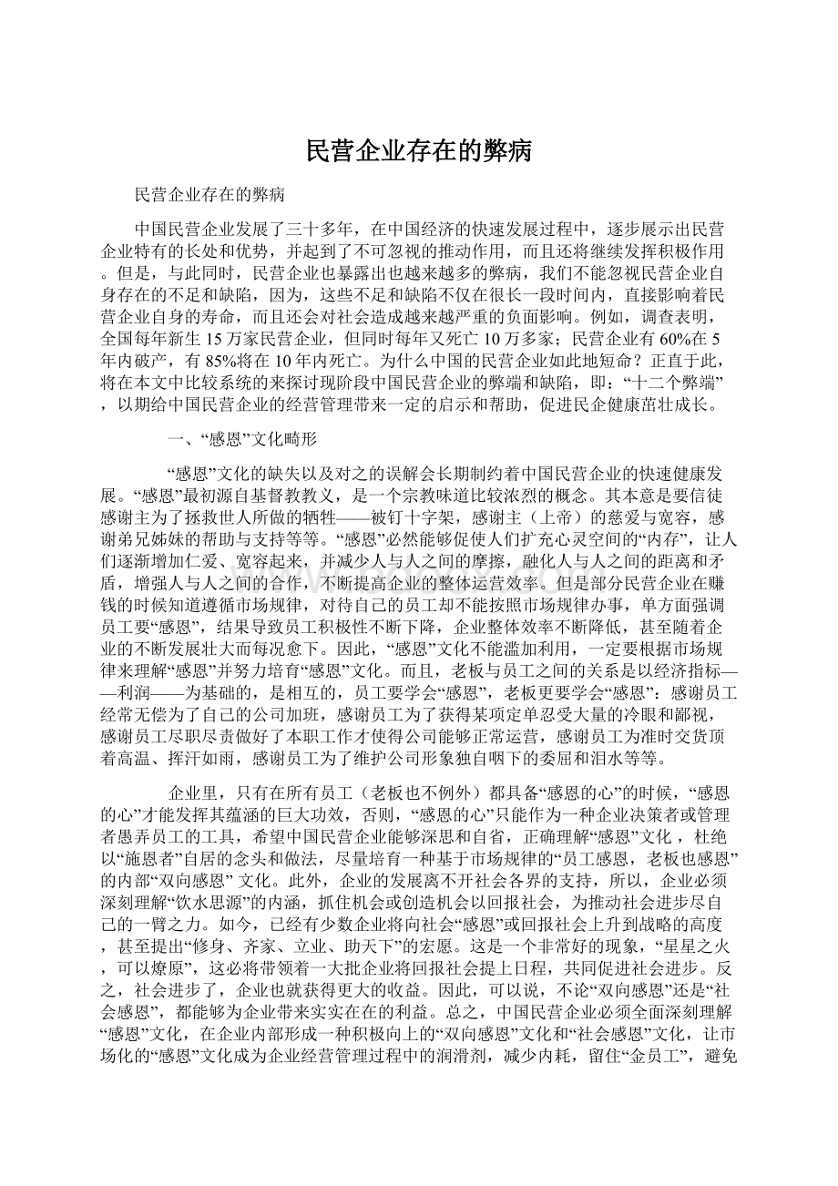 民营企业存在的弊病.docx