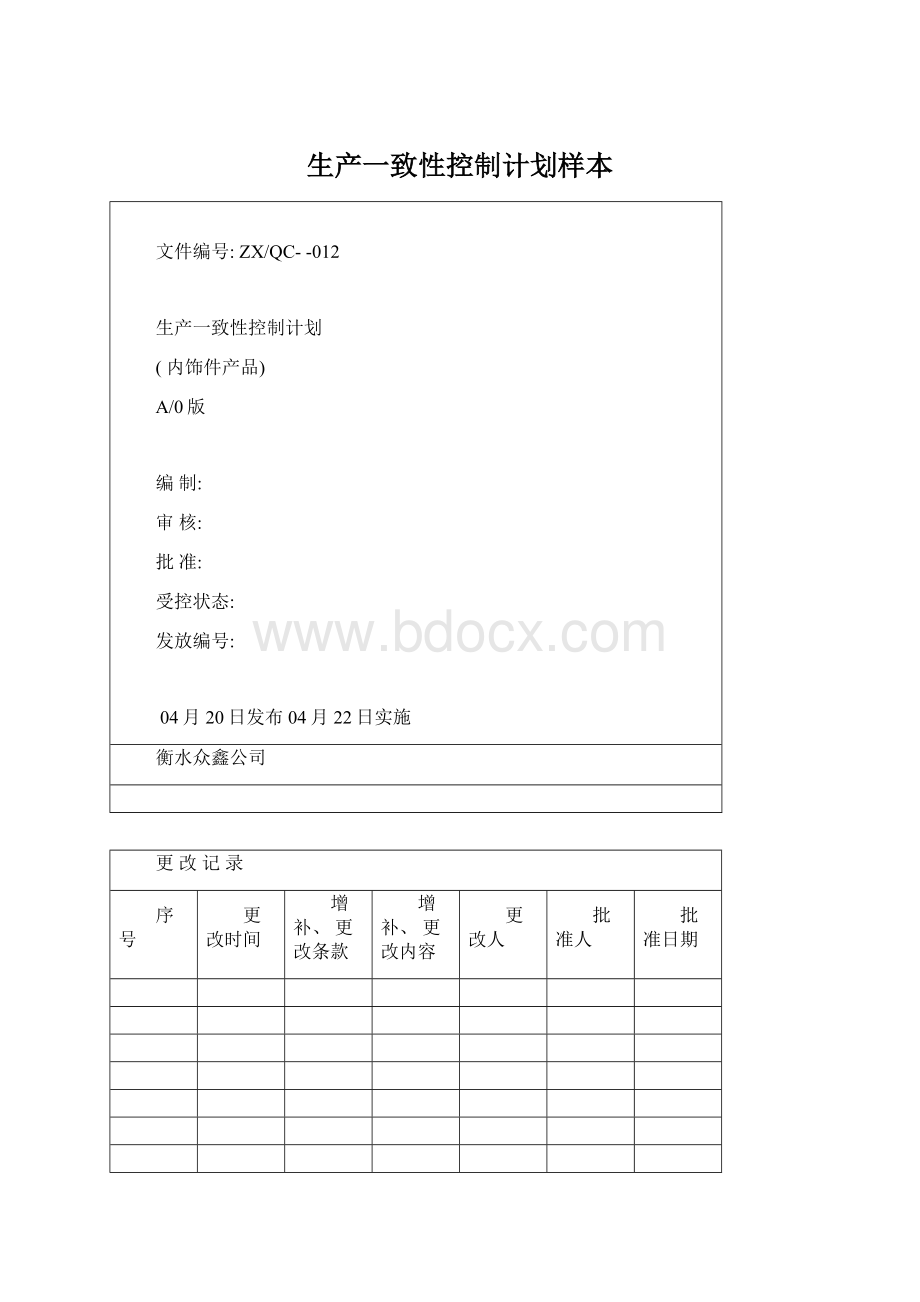 生产一致性控制计划样本.docx