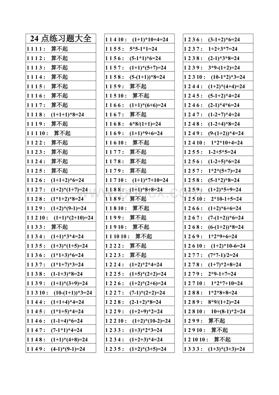 24点练习题大全(打印版)文档格式.doc