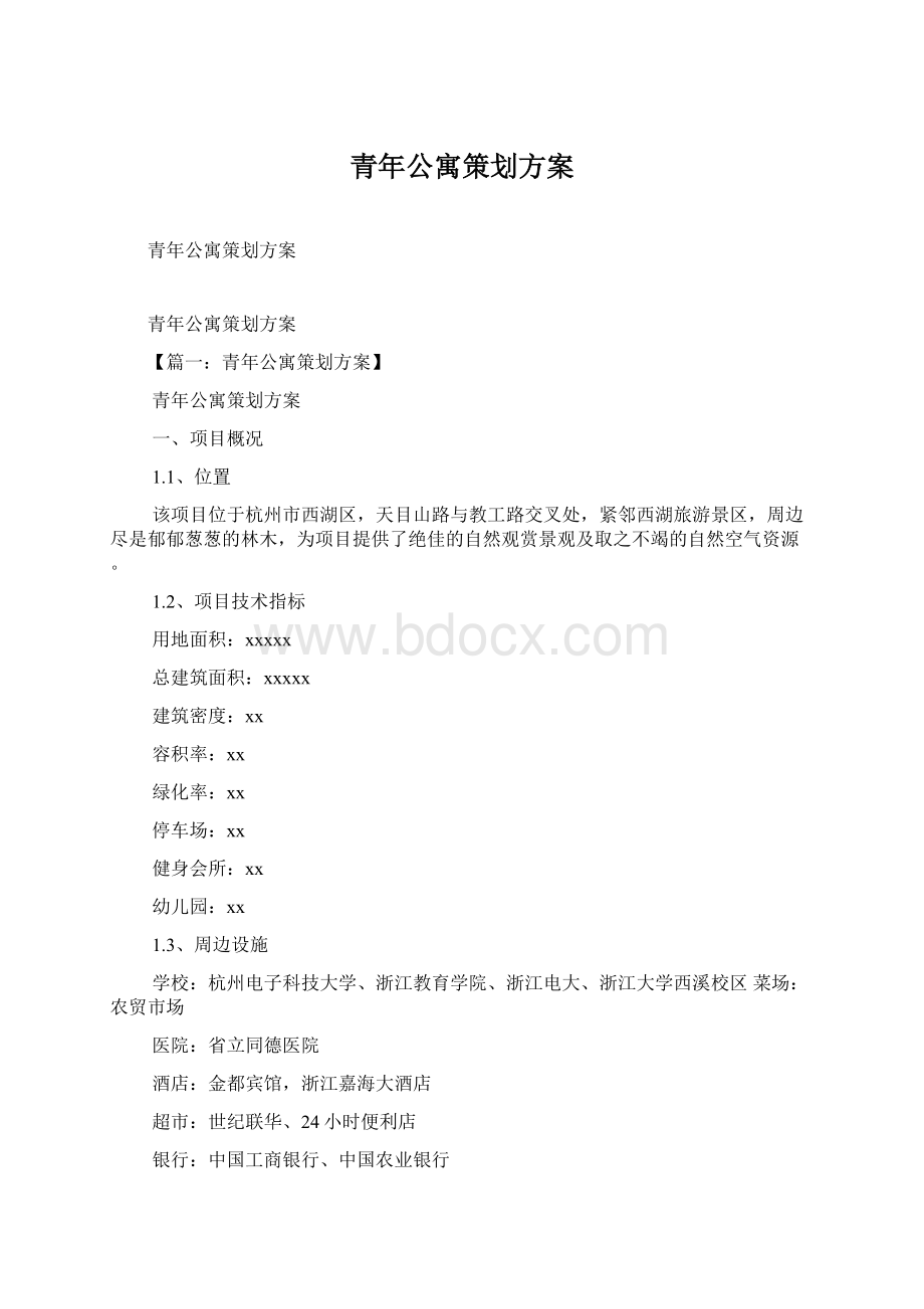 青年公寓策划方案Word格式文档下载.docx