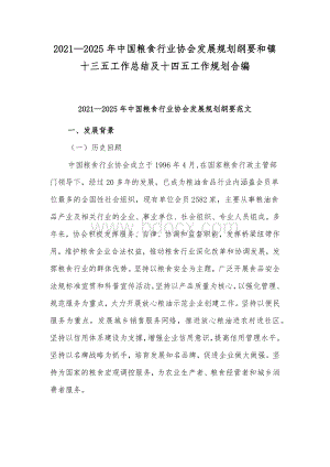 2021—2025年中国粮食行业协会发展规划纲要和镇十三五工作总结及十四五工作规划合编.docx