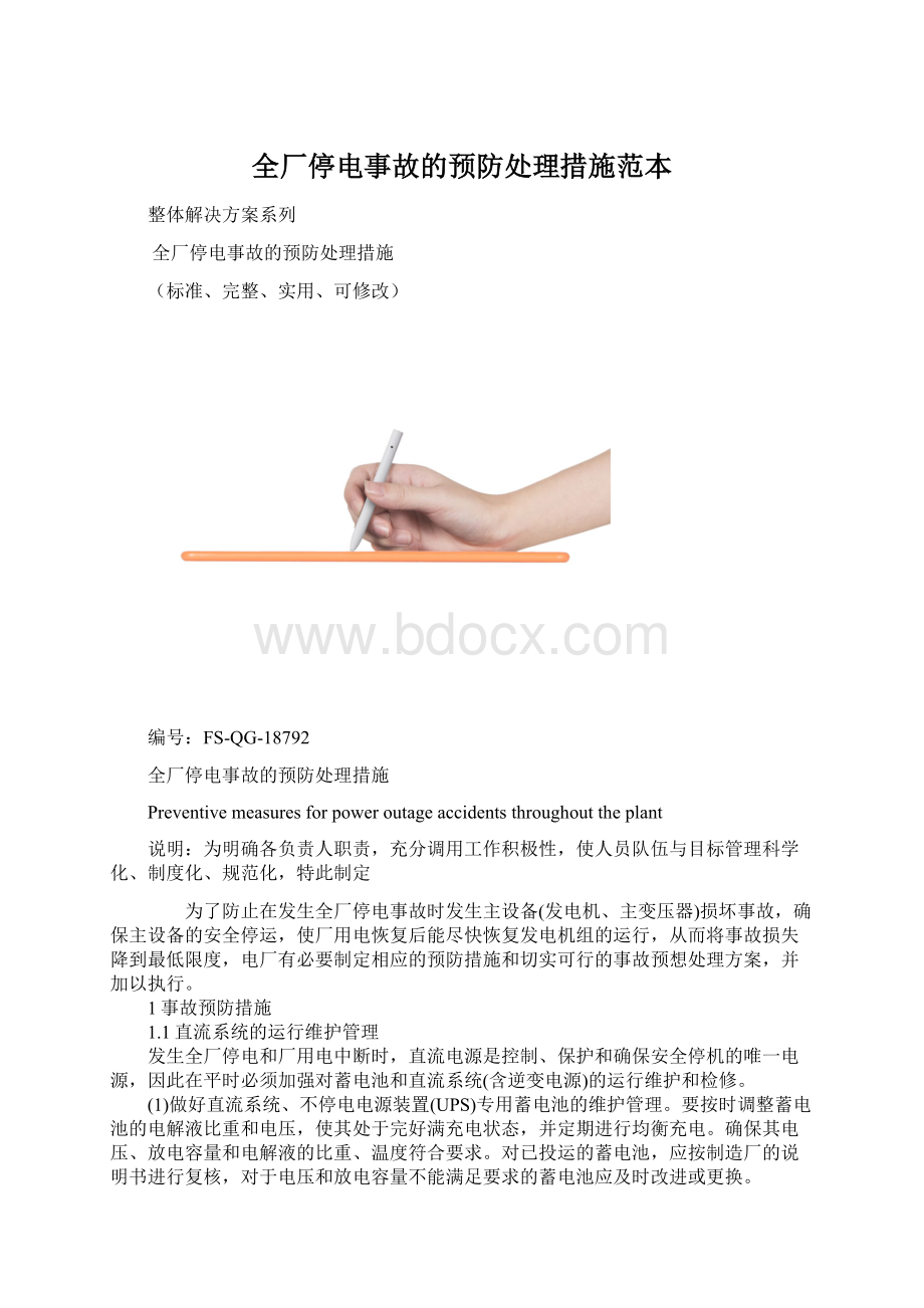 全厂停电事故的预防处理措施范本.docx