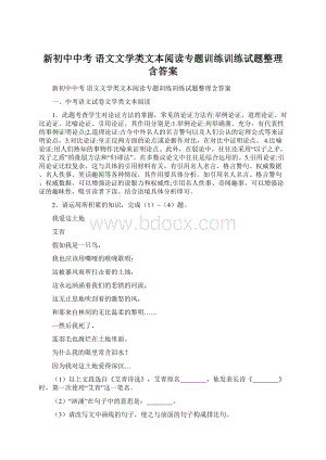 新初中中考 语文文学类文本阅读专题训练训练试题整理含答案.docx