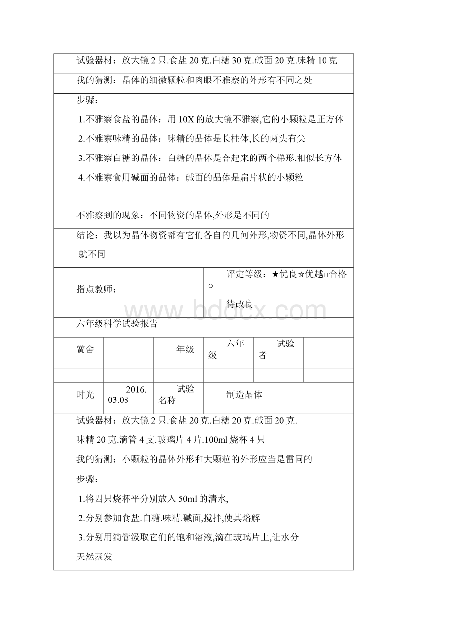 教科版六年级科学下册实验报告单全Word文档下载推荐.docx_第2页