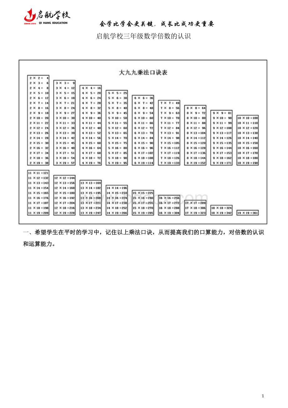 人教版三年级数学上倍数的认识.doc